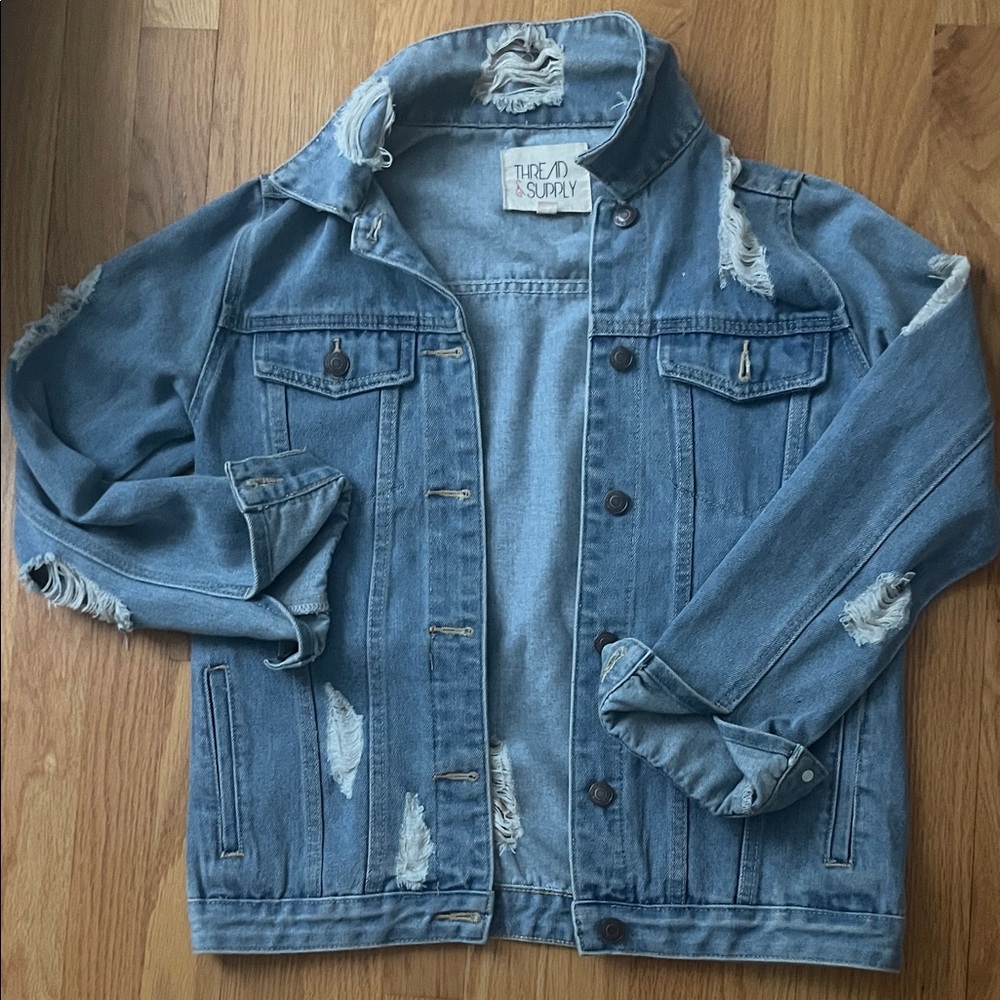 Thread & Supply Light Blue Distressed Jacket